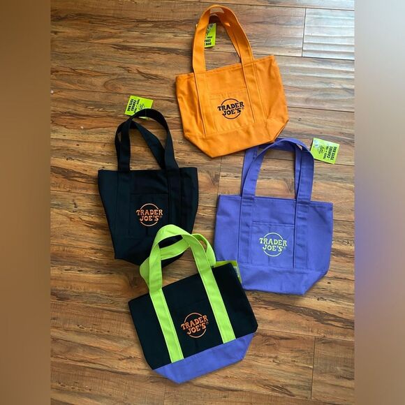 Trader Joe'S Handbags - Trader Joe's LOT Of 4 Limited Trader Joe's Mini Halloween Canvas Tote Bag! New!